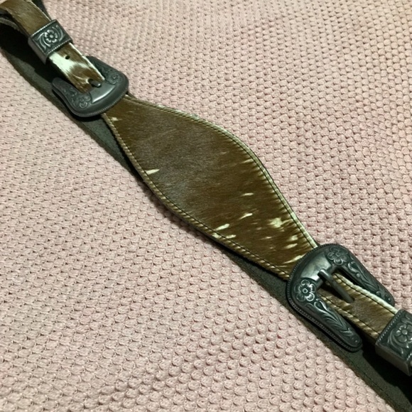 Leather and cow skin belt main image 6